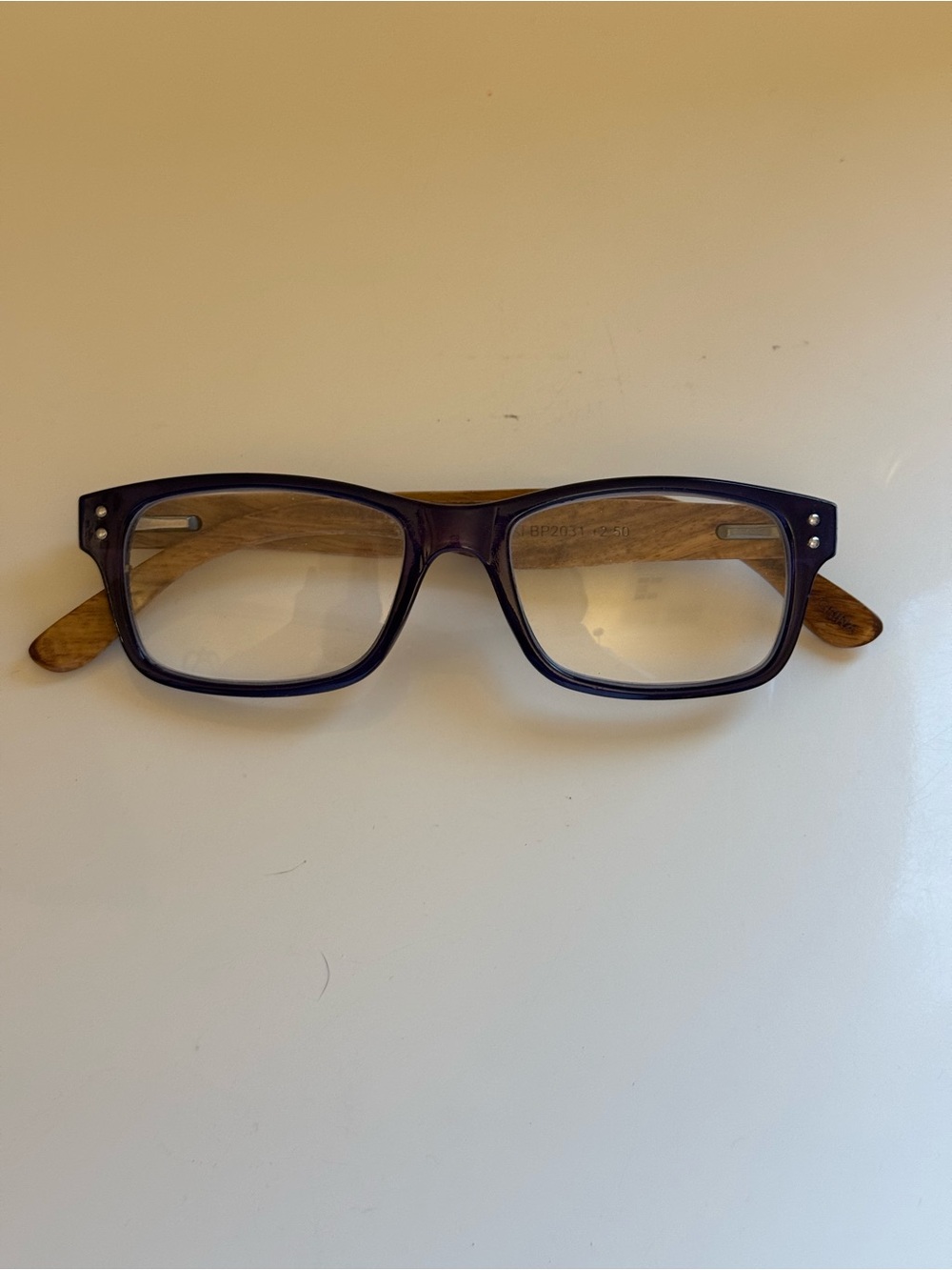 Talbots Brown and navy Rectangular Reading Glasses
No +2.6